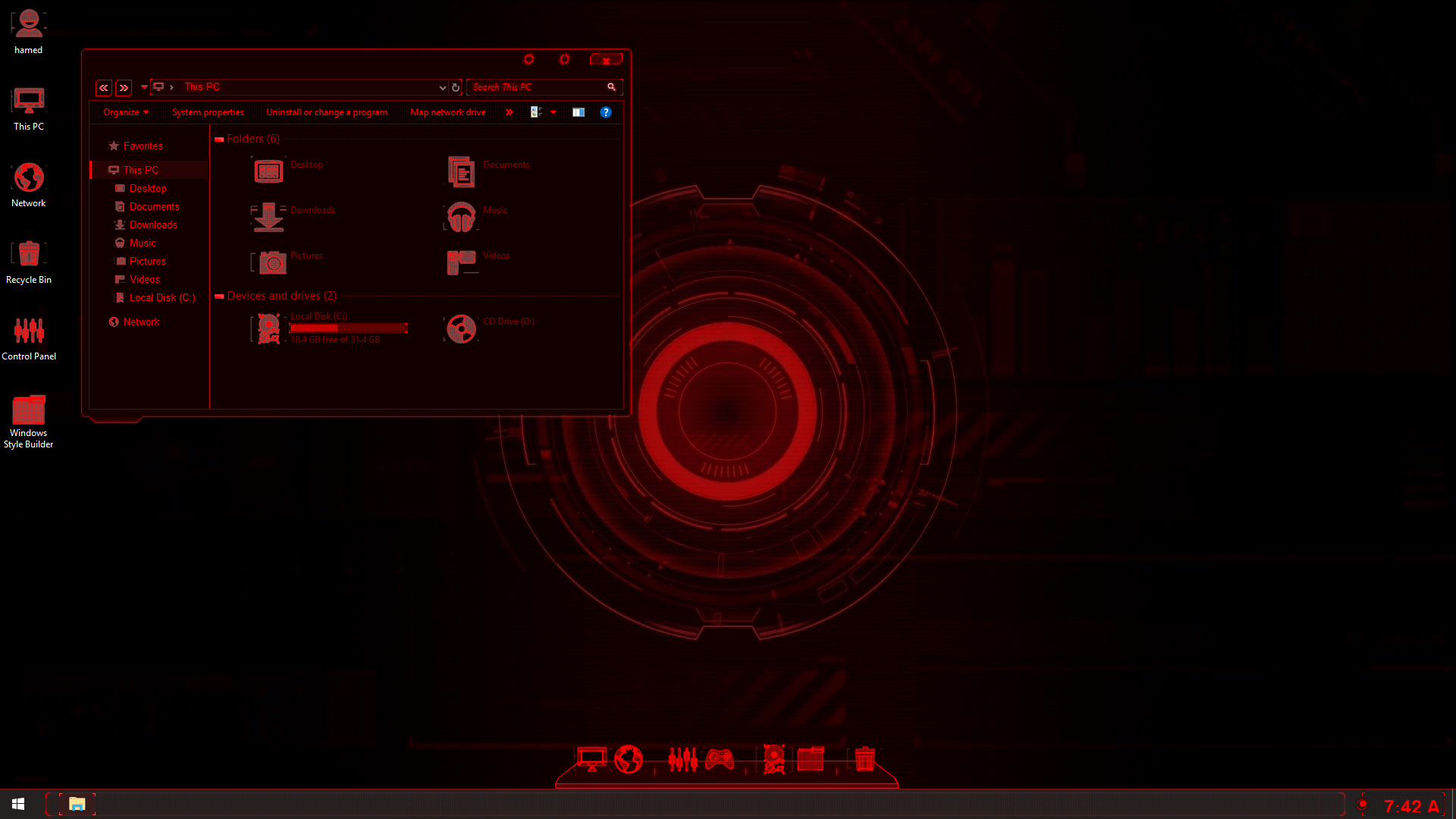 Jarvis Red SkinPack for Windows 7\\10 19H1|19H2|20H1 - Skin Pack Theme  for Windows 11 & 10