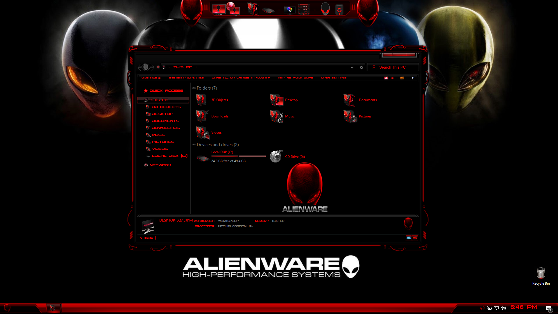 Alienware Red Premium SkinPack for Windows 10