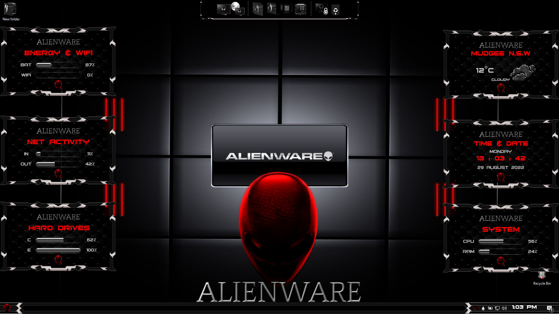 Alienware Dark Premium SkinPack for Windows 10