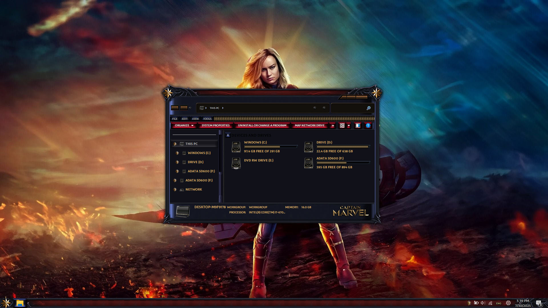 Marvel Windows Intel CAPTAIN MARVEL Premium SkinPack for WindowBlinds - SkinPack